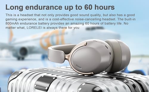 Experience Superior Audio with LORELEI QC30 Wireless Over-Ear Headphones – 60-Hour Battery Life, Advanced Hybrid Active Noise Cancellation, Bluetooth 5.4 Technology, and Rich Deep Bass for Unmatched Sound Quality in Stylish Space Black Finish Perfect for Audiophiles and Travelers.