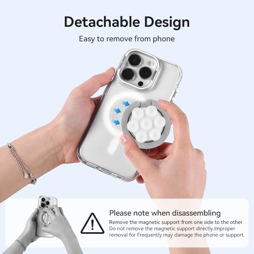 Versatile Magnetic Phone Holder and Multi-Function Stand with Suction Cup and Ring Grip – Perfectly Compatible with i Phone 16/15/14/13/12 Models and Mag Safe Cases (Elegant Black) – Enjoy Hands-Free Viewing and Enhanced Stability