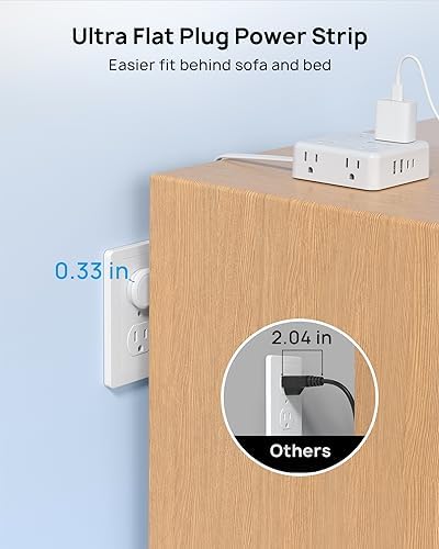 Maximize Your Living Space with TROND 6 FT Flat Extension Cord – 8 Outlet Power Strip with 4 USB Ports and 1700 Joules Surge Protection for Seamless Home Organization and Efficient Device Charging