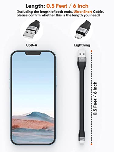 Compact 15 cm MFi Certified Lightning Charging Cable for i Phone & i Pad – Fast Charge Compatibility with i Phone 14/14 Pro Max/13/12/12 Pro/11/X/XR/8/8 Plus/7/6 S/6/SE – Durable & Travel-Friendly USB to Lightning Cable for On-the-Go Power Solutions – Premium Quality Design for Enhanced Performance and Reliability