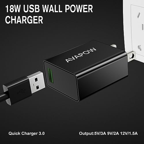 AVAPOW 18 W USB C Wall Charger – Fast Charging Power Adapter with 3 A Output for Quick Device Recharge – Compact and Universal Compatibility for AVAPOW and More – Sleek Black Design with Safety Features for Efficient Use