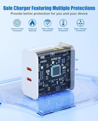 Ultra-Fast 40 W Dual-Port USB-C Charger with 4 Premium 6 FT Cables | Perfect for i Phone 16/15 Pro Max, i Pad Pro & Samsung S24 | Compact, Travel-Ready Design for Effortless Charging | Experience Rapid Power Delivery & Versatile Compatibility for All Devices