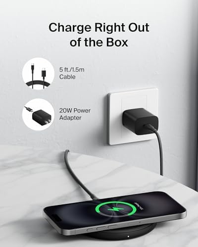 Belkin 15 W Qi Wireless Charging Pad – Fast, Efficient Charging for i Phone 16/15/14/13, Samsung Galaxy S25/S24, and Google Pixel – Eco-Friendly Design with Power Supply & Cable – Safe Charging with Case Compatibility – Perfect for Home or Travel – 2-Year Warranty Included