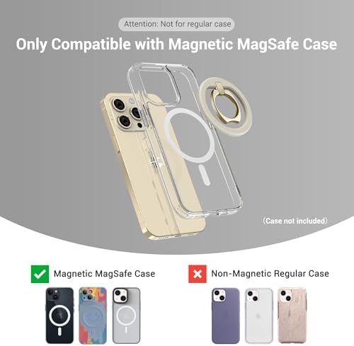 PROfezzion Ultra-Slim Magnetic Ring Holder for Mag Safe – Lightweight Zinc Alloy Phone Grip for i Phone 16/15/14/13/12 Pro Max Plus with Mag Safe Case – Effortless Attach and Detach, 360° Rotation & 130° Angle Flexibility – Ideal for On-the-Go Use and Mag Safe Car Mount Compatibility – No Residue, Strong 3.2 lb Grip