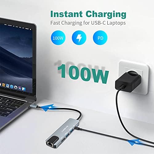 Unlock Ultimate Connectivity with Our 5-in-1 USB C Hub | 4 K HDMI Adapter with Ethernet & 100 W Power Delivery | Fast Data Transfer with Dual USB 3.0 & 2.0 Ports | Ideal for Mac Book Pro, Chromebook, and XPS Users | Compact & Durable Design for On-the-Go Productivity