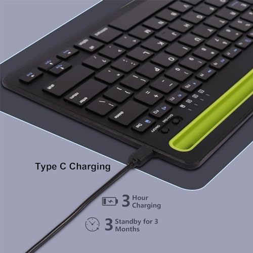Elevate Your Typing Experience with the CHUYI Wireless Bluetooth Keyboard – Slim, Portable, and Multi-Device Compatible for i Pad, Tablet, and PC – Rechargeable with Quiet Keys and Integrated Stand Slot for Effortless Productivity