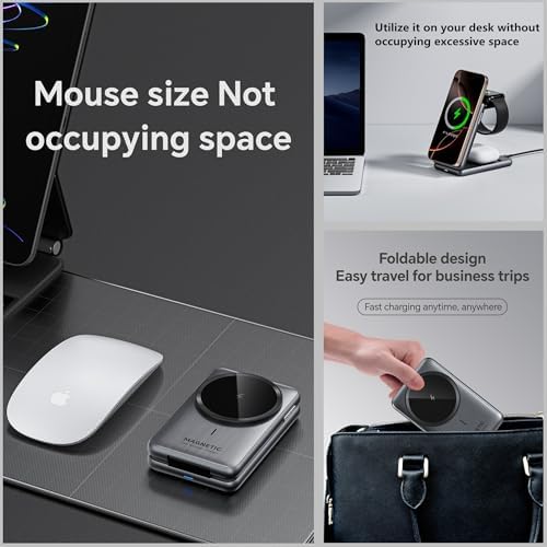 Ultimate 3-in-1 Magnetic Wireless Charging Station for i Phone 16/15/14/13/12, Apple Watch Series 2-10, and Air Pods Pro/2/3/4 – Compact Foldable Design for Travel with Advanced Fast Charging Technology, Intelligent Safety Features, and Stylish Aluminum Build Experience the future of charging with our cutting-edge 2025 Magnetic Wireless Charging Station. This all-in-one solution is engineered to accommodate your i Phone 16/15/14/13/12 series, Apple Watch 2-10 Series, and Air Pods Pro/2/3/4 effortlessly. Say goodbye to tangled cables with a sleek design that offers simultaneous charging for three devices through a single USB-C cable. Equipped with powerful N52 magnets for precise alignment, this charger ensures a hassle-free experience while providing high-speed charging capabilities. Its unique folding mechanism allows for portability, making it the perfect travel companion to fit in your pocket or backpack. With advanced safety features such as overcurrent, overvoltage, and overheating protections, this charger prioritizes your devices’ safety and longevity. The elegant aluminum and polycarbonate construction not only enhances durability but also adds a touch of sophistication to any workspace or home environment. Enjoy the convenience of a non-slip base for stability, plus 24-hour customer support for peace of mind. Elevate your charging experience today!