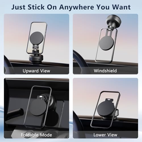 2025 Upgraded Magnetic Phone Holder for Car, 360 Rotatable Folding Vacuum Suction Phone Holder Stand for Dashboard, Windshield, Car, Gym, Car Cell Phone Holder for Android iPhone – Enhanced Compatibility and Speed