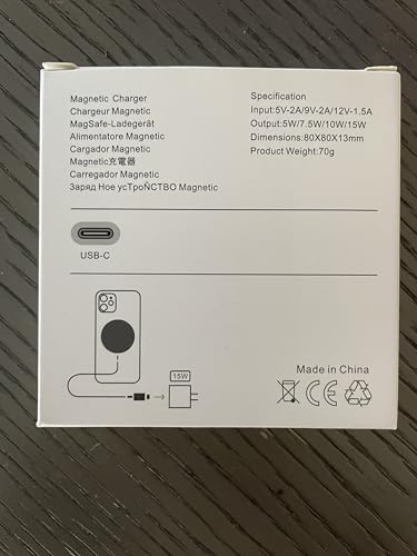 Ultra-Slim Magnetic Wireless Charger for i Phone X/11/12/13/14/15/16 – Fast 15 W Charging with Smart-IC Protection, Braided 5 ft USB-C Cable, Qi-Certified, Case-Compatible Design for Effortless Charging Anywhere