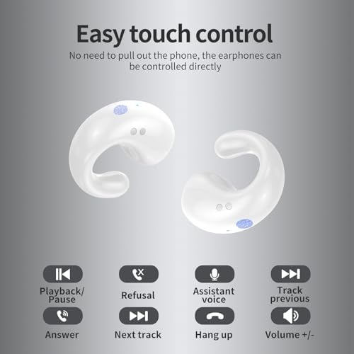 Introducing Cutting-Edge Open Ear Bluetooth 5.3 Sport Earbuds – 36-Hour All-Day Battery Life, Waterproof & Ergonomic Clip-On Design for Unmatched Comfort During High-Intensity Workouts – Features LED Charging Case for Effortless Power Management and Crystal Clear Conversations