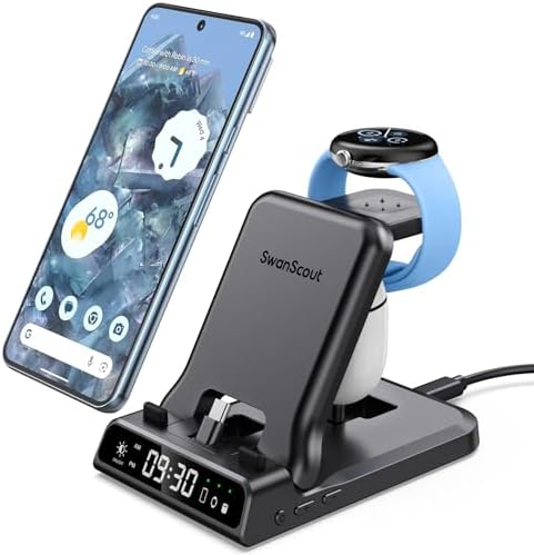 Revolutionary 3-in-1 USB C Charging Hub for Google Pixel Devices – 25 W Super Fast Charging Dock for Pixel Watch 1 & All Pixel Generations Including Pixel Buds Pro/2/A-Series – Sleek, Space-Efficient Design for Optimal Device Organization and Rapid Power-Up