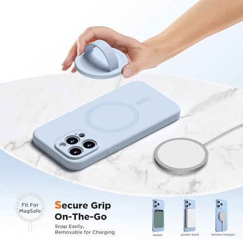 Upgraded Magnetic Phone Grip for i Phone: Premium Silicone Loop Holder with Mag Safe Compatibility – Ergonomic 360-Degree Stand, Non-Slip Design in Sleek Black for Enhanced Comfort and Secure Handling on i Phone 16/15/14/13/12 Pro Max/Plus