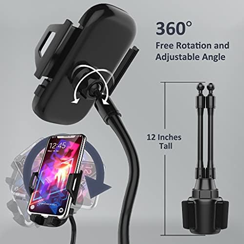 Dual Device Car Cup Holder Mount – Flexible Neck & 360° Rotatable Cradle for Enhanced Navigation – Universal Fit for i Phone, Samsung & GPS – Perfect for Hands-Free Convenience on the Road