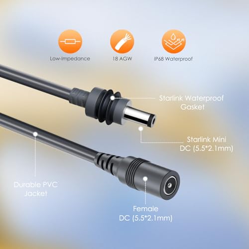 Starlink Mini USB C to DC Power Cable – 16 FT Waterproof Charging Cord for Enhanced Starlink Performance | Compatible with 100 W+ Power Banks & PD Chargers | Premium Speed & Durability for Outdoor Use | Essential Accessory for Seamless Connectivity