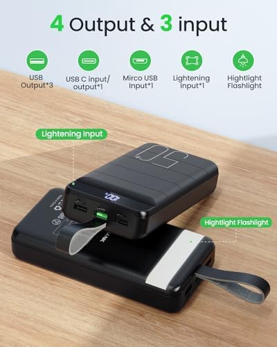 High-Capacity 50000 m Ah Portable Power Bank with Fast Charging 22.5 W – Multi-Device USB-C Battery Pack for i Phone, Samsung Galaxy & More – Ultimate Reliability for On-the-Go Charging