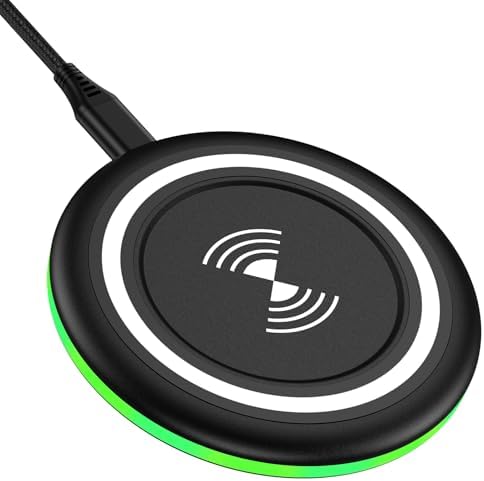 HOOTEK 15 W Fast Wireless Charger Pad – Universal Compatibility for Moto Edge, Samsung Galaxy S Series, and i Phone 16/15 Pro Max – Enhanced Safety Features, Non-Slip Design, and Multi-Protection Charging Station for Speedy Device Power-Up – Ideal for Qi-Enabled Phones and Earbuds