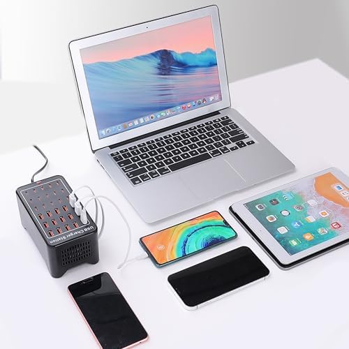 High-Powered 65 W 10-Port Charging Hub – 6 USB-C & 4 USB-A Ports for Fast, Efficient Charging of i Phone 16 Pro, Mac Book Pro/Air, i Pad Pro – Compact Desktop & Wall-Mount Design with Safety Features for Home Office Optimal Performance