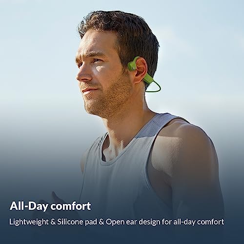 Revolutionary Open-Ear Bone Conduction Headphones for Active Lifestyles – Waterproof Wireless Sport Earbuds with Sweatproof Design and Built-in Microphone for Ultimate Comfort and Safety During Workouts – Trendy Green Color with Universal Device Compatibility