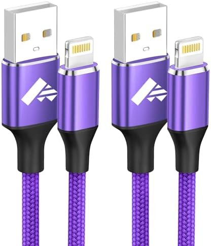 Aioneus 1 ft Apple Certified Lightning Cable – High-Speed USB A to Lightning Charger for i Phone 14/13/12/11 Pro Max/XR/XS/8/7 Plus/6/SE – Durable Nylon Braided Design for Tangle-Free Portability and Enhanced Charging Efficiency