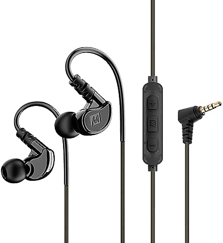 MEE audio M6 Sport Wired Earbuds – Premium Noise-Isolating Headphones with Dynamic Bass Sound, Sweatproof Design for Running and Workouts, Memory Wire Earhooks for Ultimate Comfort, 3.5 mm Jack Compatibility (Black) – Elevate Your Active Lifestyle with Unmatched Audio Quality