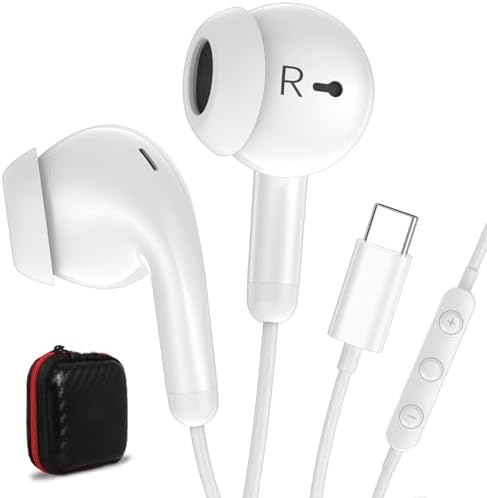 Premium USB C Earbuds for i Phone & i Pad – Superior Hi-Fi Stereo Headphones with Advanced Noise Isolation, Integrated Microphone, and Effortless Volume Control – Ideal for Audiophiles and Creative Professionals – Lightweight Ergonomic Design for Ultimate Comfort and Seamless Device Compatibility