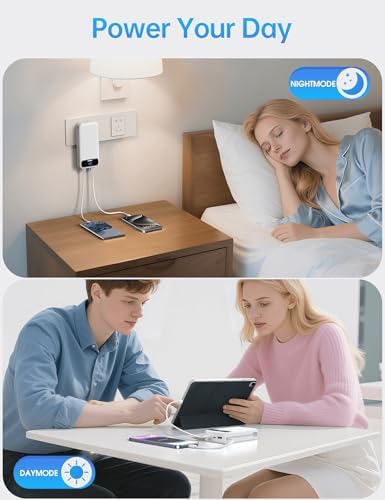 Ultra-Compact 12000 m Ah Power Bank with Built-in Charging Cables & AC Plug – 20 W PD Fast Charging for i Phone, Samsung, Android, USB-C Devices – Travel-Friendly External Battery Pack in Purple – Unmatched Portability and Efficiency for On-the-Go Charging Solutions