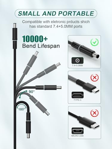 High-Power 100 W USB-C Laptop Charger for Dell Models – Fast Charging AC Adapter with Enhanced Compatibility for Latitude, Inspiron, and Precision Series – Eco-Friendly TPE Cable, Multiple Safety Protections, and Convenient Cable Management – Ideal Travel Companion for Home and Office Use