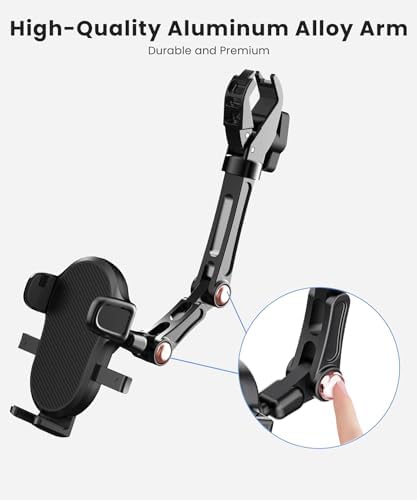 Karmus Universal Rearview Mirror Phone Holder – Rotatable and Retractable Car Mount for All Smartphones – Essential Vehicle Accessory for Safe Hands-Free Navigation and Communication – Durable Design for Long-Lasting Use – Easy Installation for Optimal Viewing Angles