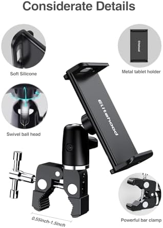 Premium Aluminum Dual Ball Head Tablet Holder for Microphone Stands – Versatile i Pad & Smartphone Mount for Musicians and Presenters – Adjustable Side-Mount Design for 4 to 12.9-Inch Devices – Lightweight, Durable, and Easy to Transport – Enhance Your Performance with Optimal Device Accessibility and Stability