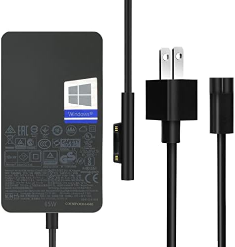 Premium 65 W Charger for Microsoft Surface Pro 3, 4, 5, 6 & X – High-Speed Universal Laptop Adapter with USB 2.0 Connectivity – Compact, Lightweight Design for Travel, Home & Office – Advanced Safety Features Including Overcurrent & Overvoltage Protection – Reliable Power Replacement for Enhanced Device Compatibility