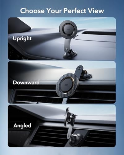 Upgrade Your Driving Experience: ESR Magnetic Dashboard Mount for Mag Safe i Phone 16/15/14/13/12 & S25 – 360° Rotatable Holder with Strong Magnets & Enhanced Stability Rings for Secure Hands-Free Navigation