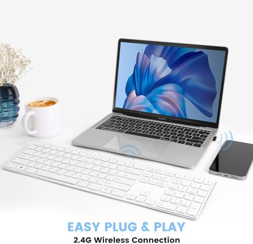 K01 R 2.4 G Wireless Keyboard – Ultra-Slim Compact Design with Numeric Keypad for Effortless Typing on Windows PCs & Laptops, Long-Lasting Battery Life, Whisper-Quiet Keys for Enhanced Productivity, Perfect for Home & Office Use