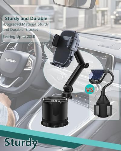 Versatile 2-in-1 Adjustable Cup Phone Holder for Cars – Secure Universal Mount for Large Smartphones and Drink Bottles, Engineered for No-Shake Stability During Hands-Free Driving in Trucks and SUVs, Optimal Compatibility for All Mobile Devices