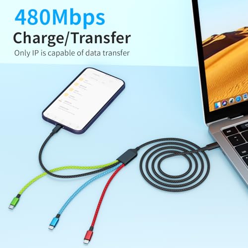 Versatile 4-in-1 Nylon Braided Charging Cable – 2 Pack, 5 FT Length, Fast Charging Universal USB Cable for Lightning, USB-C, and Micro USB Devices, Optimized for High-Speed Connectivity and Enhanced Durability, Ideal for Phones, Tablets, and More