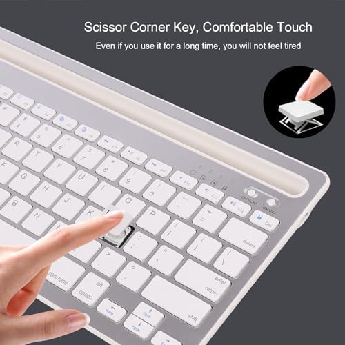 Elevate Your Typing Experience with the CHUYI Wireless Bluetooth Keyboard – Slim, Portable, and Multi-Device Compatible for i Pad, Tablet, and PC – Rechargeable with Quiet Keys and Integrated Stand Slot for Effortless Productivity