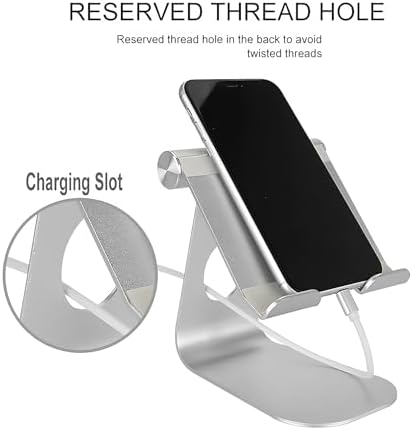 Versatile Adjustable Tablet Stand – Premium Multi-Angle Holder for i Pads, E-Readers, and Smartphones – Sleek Silver Design for Enhanced Stability and Comfort with Devices up to 12.9″ – Perfect for Home Office or Travel Use