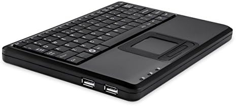 Compact USB Touchpad Keyboard – Perixx PERIBOARD-510 H Plus with X Type Scissor Keys, Dual USB Hubs, and Sleek Black Design for Enhanced Productivity in Limited Spaces – Perfect for Home Office, Travel, and Seamless Connectivity
