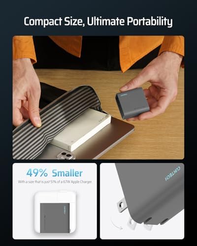 CUKTECH 65 W USB-C Fast Charger – Compact & Foldable Ga N Power Adapter for Multi-Device Charging – Ideal for i Phone, Mac Book, Galaxy & i Pad – Enhanced Safety Features with Overheating Protection – Sleek Grey Design for Modern Aesthetics – Efficient 3-Port Charging Solution for Home, Office & Travel – Upgrade Your Charging Experience with a Durable, High-Performance Charger that Combines Style and Functionality – Perfect for On-the-Go Power Needs – Streamline Your Tech Setup with Reliable Speed and Compatibility – Elevate Your Power Game Today!