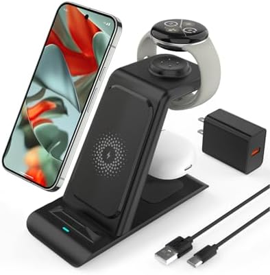 Advanced 3-in-1 Wireless Charging Hub for Google Pixel Devices – Power Up Your Pixel Watch 3/2, Pixel 9 Series, and Buds Pro/2 with Rapid Charging and Enhanced Safety Features – Sleek Multi-Device Organizer for a Tidy Workstation or Nightstand