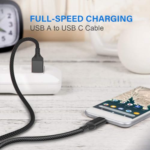 High-Speed USB Type C Cable 3-Pack – Durable Nylon Braided Charger for i Phone 16, Galaxy S24 & PS5 – Versatile 10 ft, 6.6 ft, 3.3 ft Lengths for Rapid Charging and Data Transfer – Enhanced Compatibility for All Modern Devices