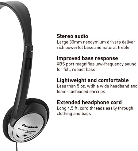 Panasonic RP-HT161-K Ultra-Lightweight Over-Ear Wired Headphones for Music Lovers – Experience Enhanced Bass and Crystal Clear Audio – Perfect for Long Listening Sessions with 3.5 mm Jack Compatibility for Smartphones and Laptops – Soft Ear Pads for Maximum Comfort and Noise Isolation – Ideal for Daily Use and Commutes