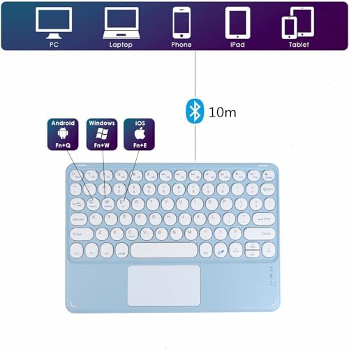 Compact Bluetooth Keyboard for On-the-Go Typing | Rechargeable 10-Inch Wireless Keyboard for Android, i OS & Windows Devices | Sleek, Lightweight Design for Effortless Portability | Perfect for Tablets & Smartphones | Enhance Your Mobile Productivity with Quiet Typing Experience