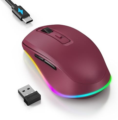 PEIOUS Rechargeable Wireless Mouse with LED – Innovative Jiggler Technology to Keep Your Computer Awake – Sleek Black Design for Optimal Comfort and Productivity