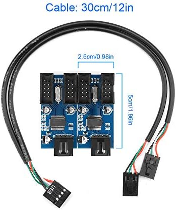 Rocketek USB 2.0 9 Pin Header Male to 4 Female Extension Card – Efficient Motherboard USB Hub Splitter for Enhanced Device Connectivity, High-Speed Data Transfer, and Organized Setup for Fans, RGB Lights, and Wi-Fi Receivers