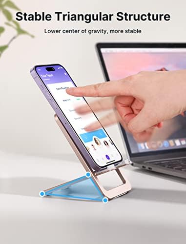 JSAUX Cell Phone Stand [2-Pack] Foldable Aluminum Adjustable Phone Holder for Desk Portable Travel Holder Office Desk Accessories Compatible with iPhone 15 14 13 12 11 Pro Max X Samsung S24 S23 Grey – Enhanced Compatibility and Speed