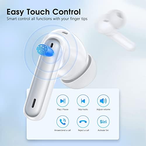 Unleash Superior Audio Performance with Sea Blue Wireless Earbuds – Featuring Bluetooth 5.3 for Rapid Connection, 40-Hour Endurance, Deep Bass Enhancement, and Noise Cancelling Technology – IP7 Waterproof for All-Weather Use with i Phone & Android Compatibility