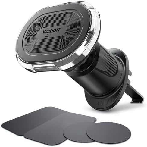 Volport Magnetic Car Vent Phone Holder: Ultra-Reliable Magnetic Grip for Securely Mounting i Phone 16/15/14/13/12 Pro Max & Samsung S24 Series | Sleek Air Vent Design with 360° Adjustable Viewing Angles | Effortless Tool-Free Installation | Premium Durability for Safe Driving Experience | Essential Smartphone Accessory for Hands-Free Navigation and Calls