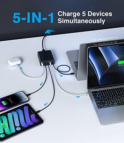 180 W Ga N USB-C Multi-Device Charging Hub – 7-Port Rapid Power Delivery Station for Mac Book Pro, i Pad Pro, i Phone 15/14/13/12, Galaxy S23 & Note 20 – Compact Power Solution for Tech Enthusiasts and Mobile Professionals