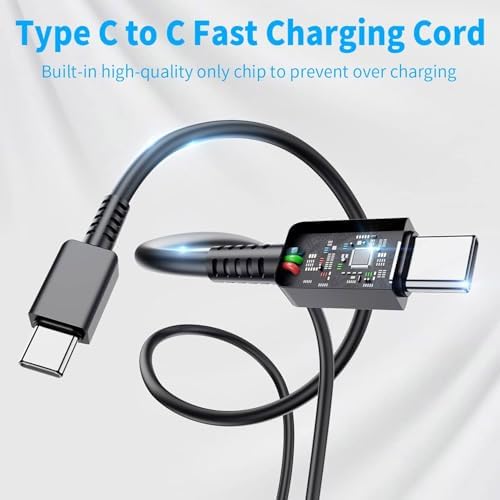 Ultra-Fast 45 W Dual Port USB-C Wall Charger for Samsung Galaxy S Series – Rapid Charging with 5 FT Type C Cable – Perfect for S25, S24, S23 Models – Compact & Portable Power Solution for On-the-Go Charging – Enhanced Compatibility for All Type C Devices