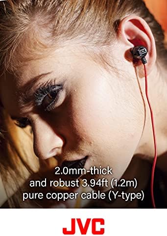 JVC HAFX1 Xtreme-Xplosivs Earbuds – Premium Deep Bass Wired Headphones with Enhanced TV & PC Compatibility, Lightweight Comfort & Tangle-Free Design for Exceptional Sound Quality in Black & Red